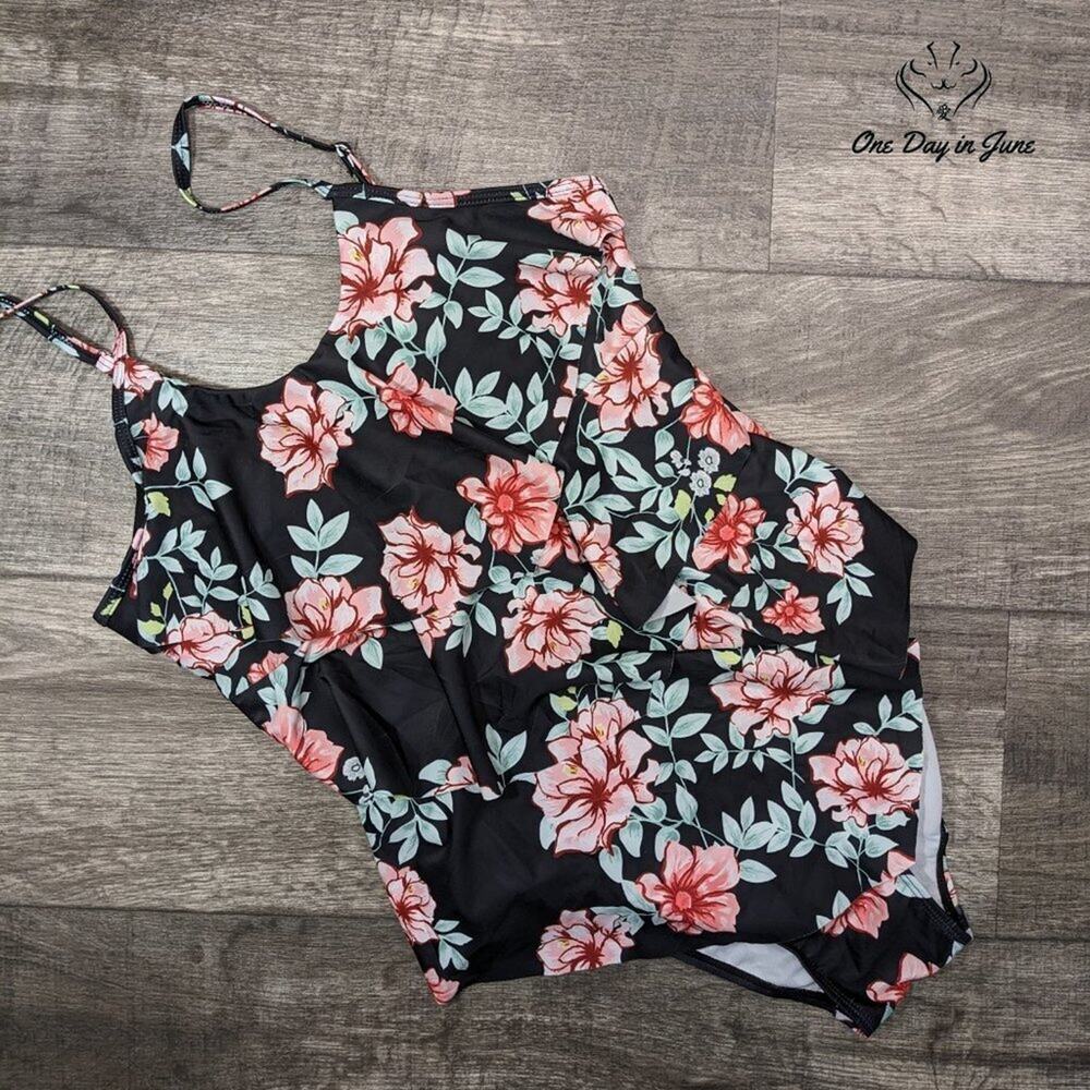 Zando Ruffle Flounce One Piece Swimsuit Size 10-12 XL - Picture 3 of 5
